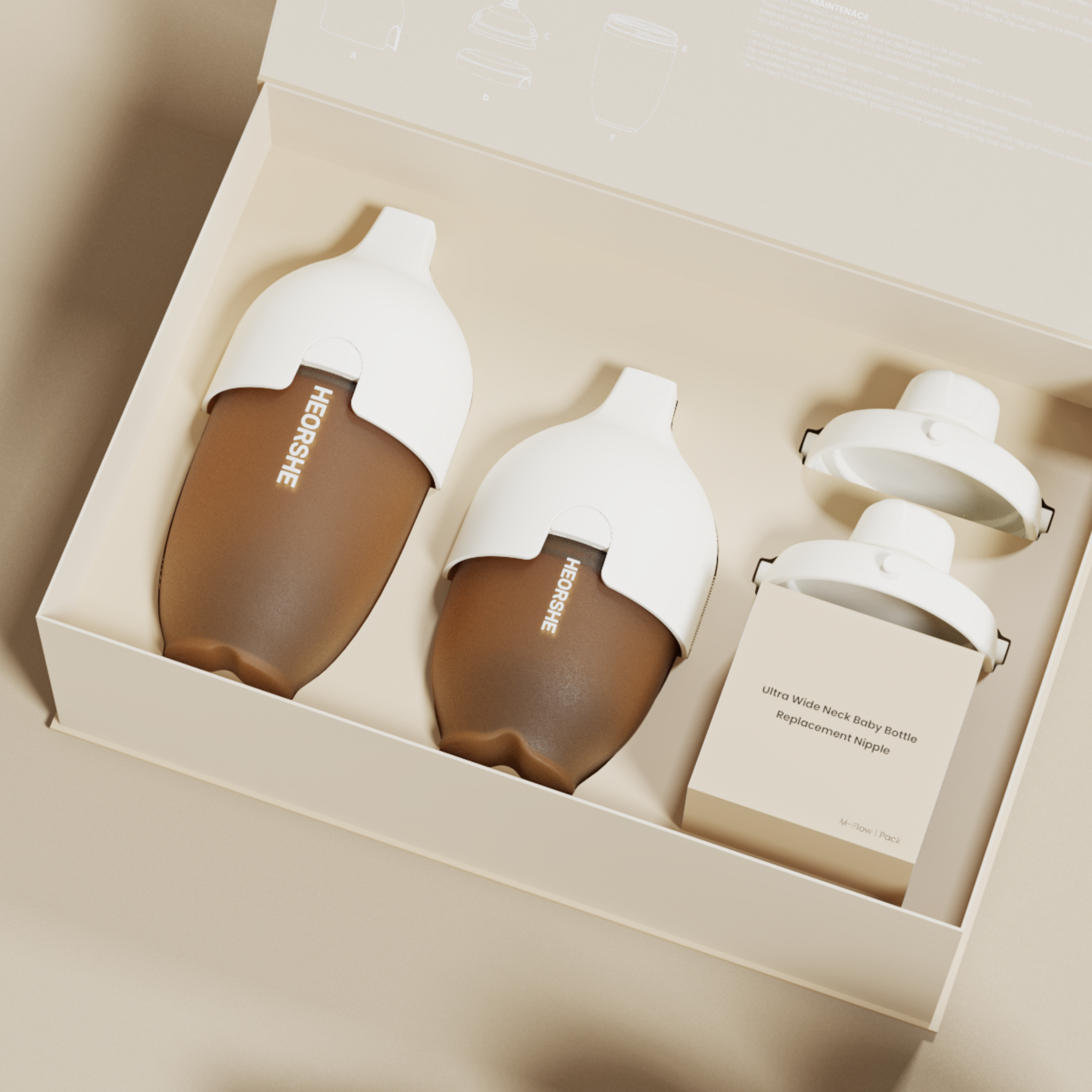 Coffret Naissance Premium — 2 Biberons & Accessoires HEORSHE